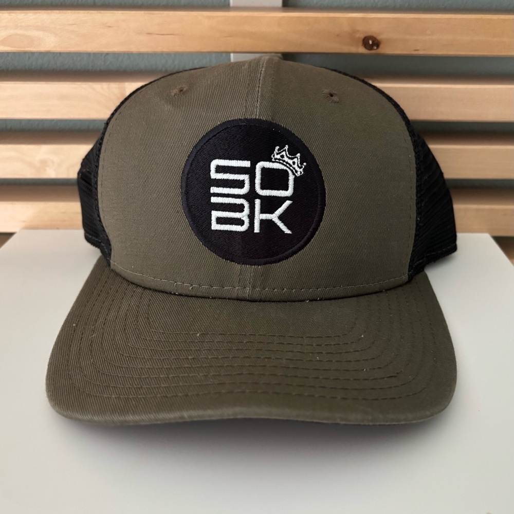 🔥SOBK Navy Yard in Black & Sage Green Adjustable Mesh Trucker Hat Cap🔥